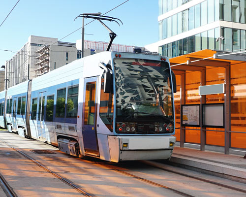tram at stop